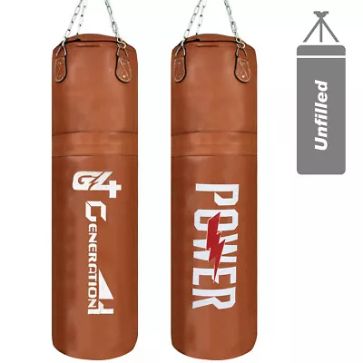 4Ft Punch Bag Heavy Duty Cowhide Leather Punching Bags Kick Boxing MMA Training • $72.99