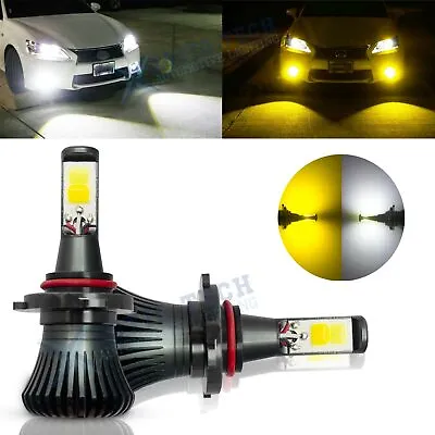 2x LED 9005 9006 White Golden Yellow Dual Color Light For Fog Light Replacement • $22.96