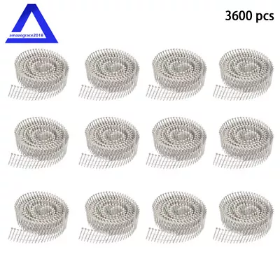 3600Pcs 15 Degree Wire Coil 2” × .09” Ring Shank Stainless Steel Siding Nails • $59.49