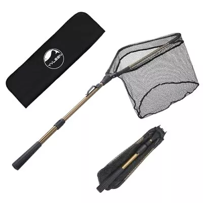 YVLEEN Folding Fishing Net - C:16”/40cm Hoop Size (Telescopic Handle) Gold • $36.44