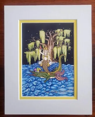 Mardi Gras Mermaid New Orleans Artist Jamie Hayes SIGNED Double Matted 8x10 • $24.95