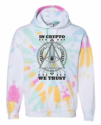 Crypto Tie Dye  Retro Logo Unisex Adult Crewneck Long Sleeve Hoodie • £38