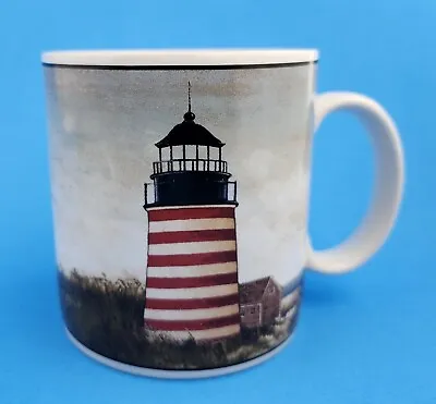 One David Carter Brown By The Sea Cup/mug White & Striped Lighthouse • $10.99