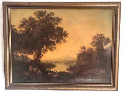 Antique Reproduction Of The Painting “Riverside Landscape” Jacob Philipp Hackert • $234