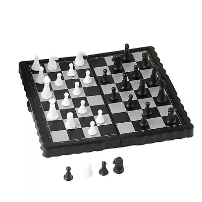 Folding Board Chess With Black And White Pieces Magnetic Travel Chess Game Set • $8.82