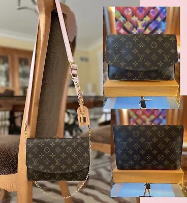 Louis Vuitton Monogram Flap Pouch Clutch & Luggage/ Name Tag • $750