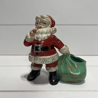 Vintage Hand Painted Ceramic Santa W/Sack Planter Holland Mold • $14.95