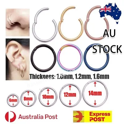 1PCS Stainless Steel Segment Hinged Clicker Ear Nose Body Ring Lip Hoop Piercing • $2.49