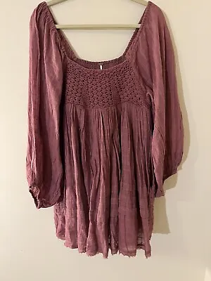 FREE PEOPLE Size M Ari Long Sleeve Minidress In Dried Currant. NWOT • $49.99