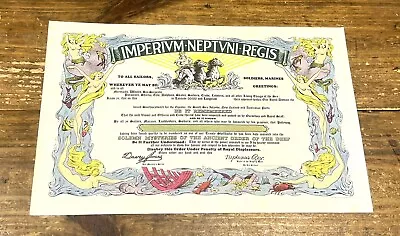 Vintage 1940s Imperivm Neptvni Regis Unsigned / Blank Us Navy Certificate • $38