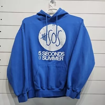 5 Seconds Of Summer Mens Graphic Blue Hooded Concert Band Sweatshirt Mens XL • $32.95