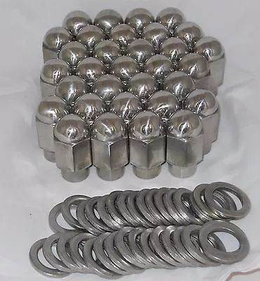 Set Of 32 Stainless Steel Eagle Dually Wheel Rim Lug Nut & Washer Mag Shank 9/16 • $299.99