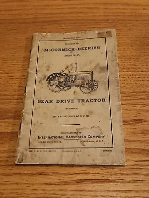 Original McCormick Deering Tractor Model 10-20 Instruction • $34.99