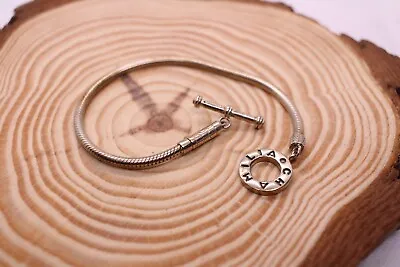 Solid Silver Chamilia Charm Bracelet - Snake Chain With T-Bar 19cm • £30