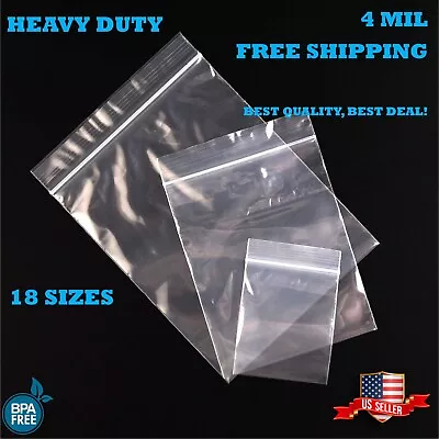 Clear Zip Seal Plastic Bags 4 Mil Heavy Duty Poly Reclosable Zipper Top Lock 4ML • $6.75