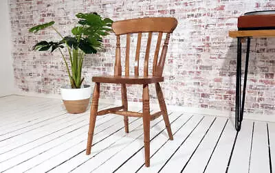 Slat Back Dining Chairs Farmhouse Beech Rustic Antique Finish • £295