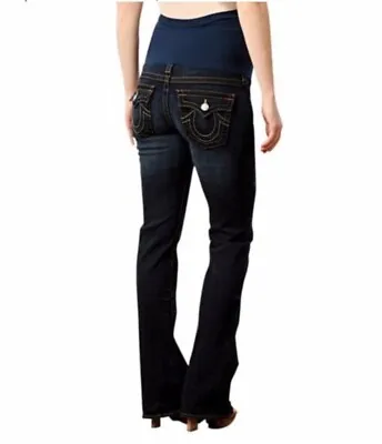 Size 29x31.5 TRUE RELIGION TWISTED SEAM MATERNITY JEANS Flare A Pea In The Pod • $29.99