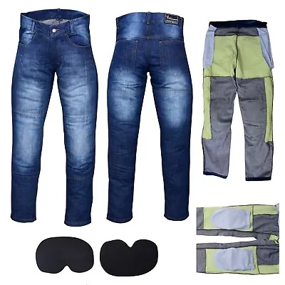Men's Motorbike Motorcycle Jeans Reinforced Denim With Protective Lining Trouser • £34.99