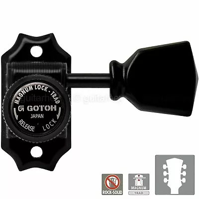 NEW Gotoh SD90-SLB MGTB MAGNUM LOCKING Tuners L3+R3 W/ Black Buttons 3x3 - BLACK • $89.95