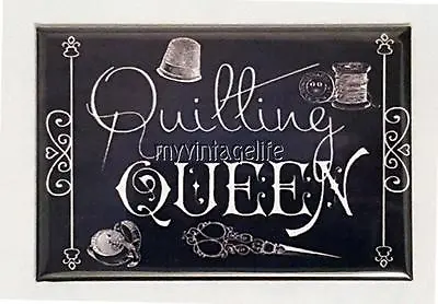 QUILTING QUEEN Vintage Chalkboard Country Style 2  X 3  Fridge MAGNET Chalk • $8.25