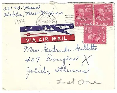 US Prexie  Sc# 806 ( 3) Sent From New Mexico To Indiana Airmail Etiquette . • $2.80