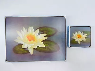 Box Set Of 6 Placemats & 6 Coasters By Pimpernel Water Lily Design RARE Vintage  • $43.20