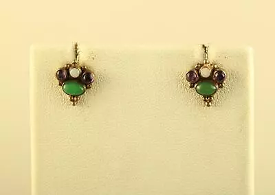 Vintage Sterling 925 Sign JGD Janice Girardi Multi Gemstones Drop Stud Earrings • $50