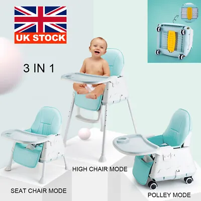 Adjustable 3-In-1 Baby Highchair Infant High Feeding Seat Toddler Table Chair • £29.99