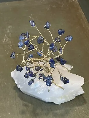 Vintage Lapis Lazuli Gemstone Tree With White Quartz Base • $18