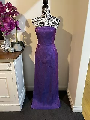 Vintage 90s Wedding Prom Purple Pink Lined Off Shoulder Dress Size 10 • $80.96