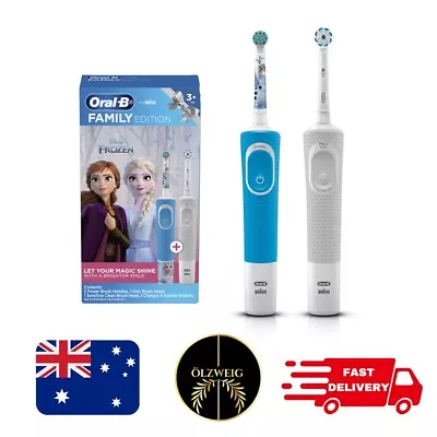 Oral-B Pro 100 Family Edition Dual Electric Toothbrush Frozen Kids Sensitive • $117.97