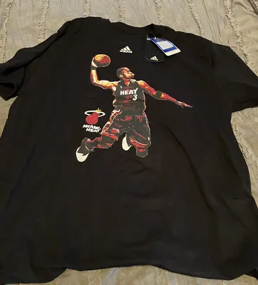 DWYANE WADE Miami HEAT Basketball ADIDAS Black XL Shirt NBA Free Shipping NEW • $28.04