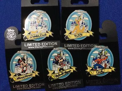 Disney 5 Pin Set WDW Spotlight Autograph Coll.  Mickey Minnie Pluto Goofy Donald • $90