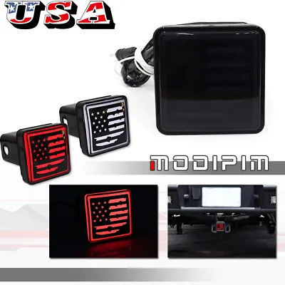 Hitch Cover Art - American Flag - Trailer Receiver LED Brake Light Fit 2  Towing • $24.99