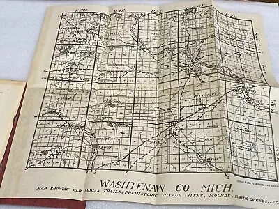 Vtg 1927 Indians Washtenaw County Michigan W B Hinsdale Book Foldout Map • $157.27