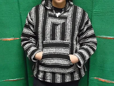 Hoodie BajaSurfer MexicO Poncho Sweater Black & Whitechoose Size XlLM2XL3X • $25