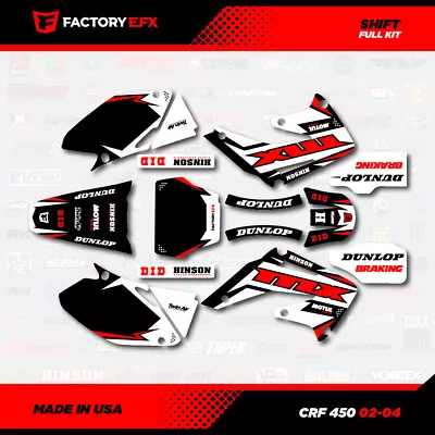 Black White Red Shift Racing Graphics Kit Fits Honda Crf450 02-04 Crf 450 Decals • $69.99