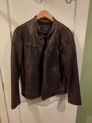 Wilson's Cycle Cafe Racer Leather Jacket Brown Vintage Style Size Large • $99