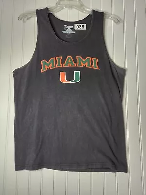 Champion Miami Hurricanes Shirt Mens Medium Charcoal NCAA Tank Tee • $10.90