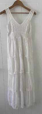 GYPSY ROSE White Lace Bohemian Maxi Dress Size S/M (Casual Or Maternity) • $35