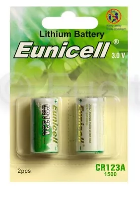 2 X CR123A 3V Lithium Battery 123 CR123 DL123 CR17345 Camera Battery Eunicell • £3.99