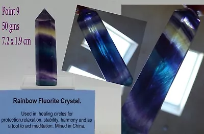 £9.75 • Buy Rainbow Fluorite Crystal Quartz  Wand Point  6.3  To 8 Cm  +Organza Gift Bag