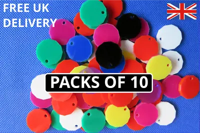 £1 Shape Acrylic Reusable Shopping Trolley Token 10 Pack 12 Colours Available • £1.99