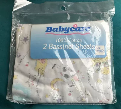 VTG Babycare NOS 2 Bassinet Sheets Nursery Rhymes Humpty Dumpty 3 Kittens NEW • $24