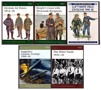 Lot 5 Osprey German Ww1/ww2 Books-2 Elite/1 Men-at-arms/1 New Vanguard/1 Warrier • $45