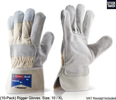 (10-Pack) Canadian Chrome Leather High Quality Rigger Glove (10 / XL) Work • £24.95