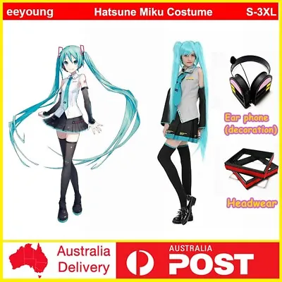 Anime Hatsune Miku Vocaloid Hatsune Miku Costume Party Cosplay Uniform Dress Set • $25.90