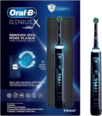 Oral B Genius X Electric Toothbrush Black Oral-B AI Smart Bluetooth Braun Case • $239.95