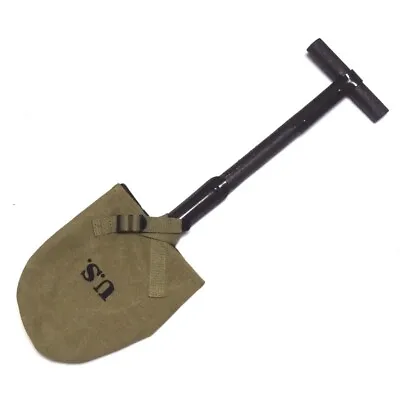 WW2 US M1910 T-Handle Entrenching Tool Long Shovel With Khaki Carrier Cover • $32.78