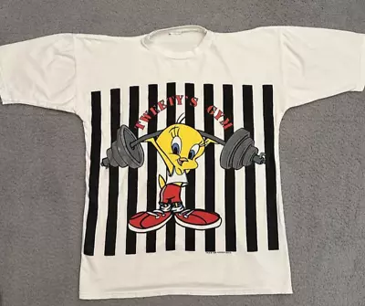 Vintage 1996 Tweety's Gym Shirt L? Looney Tunes Workout Training Tee • $29.99